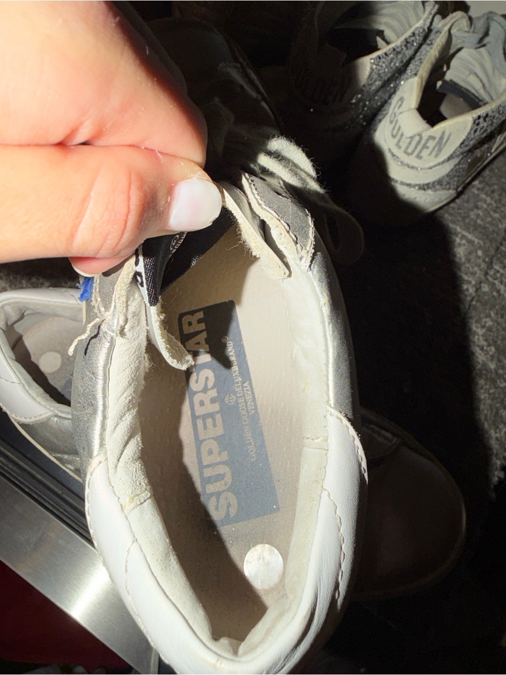Golden Goose White Sneakers with Blue and Red Star Accents - Picture 7 of 8